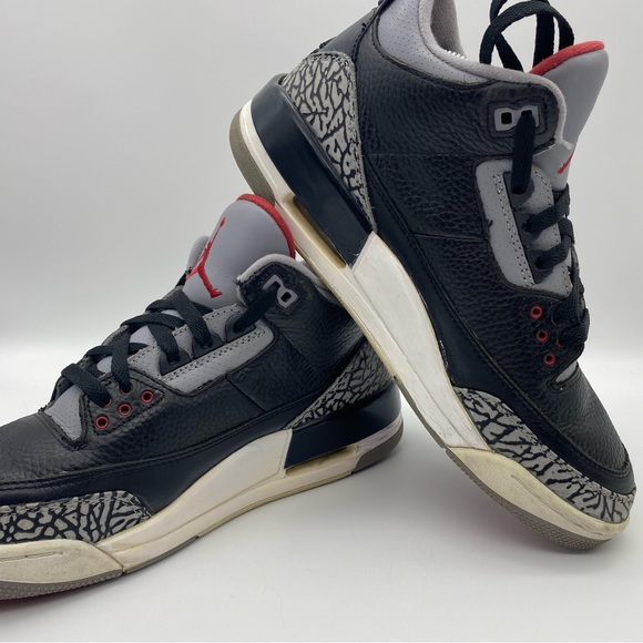 2011 Air Jordan 3 Retro Black Cement BC3 Men's 9 US 136064-010 Black/Varsity Red - Picture 8 of 16